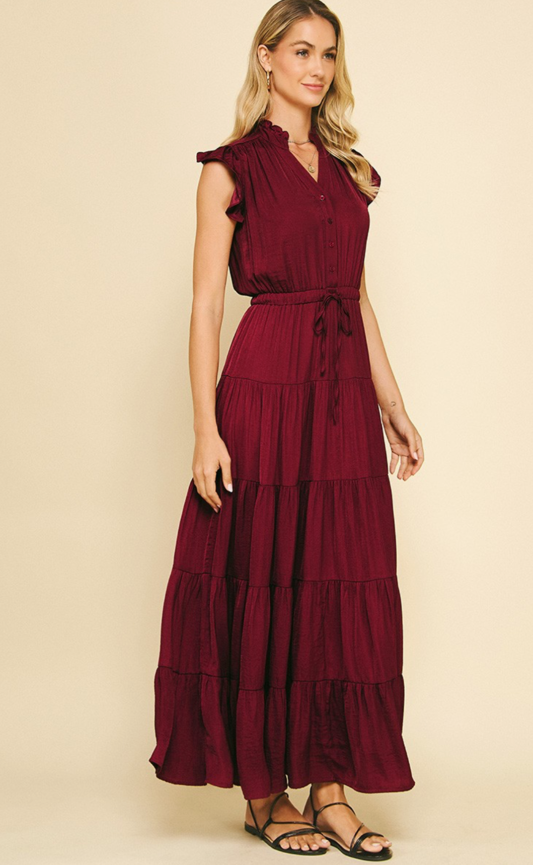 Satin Tiered Maxi Dress