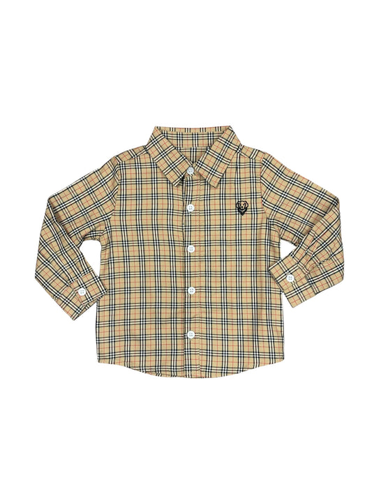 Tan Plaid Boys Button Down