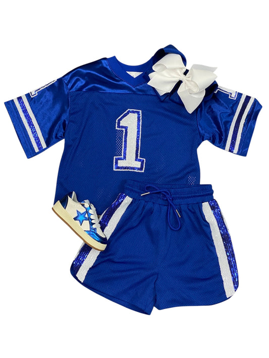 Royal Blue & White Jersey Set