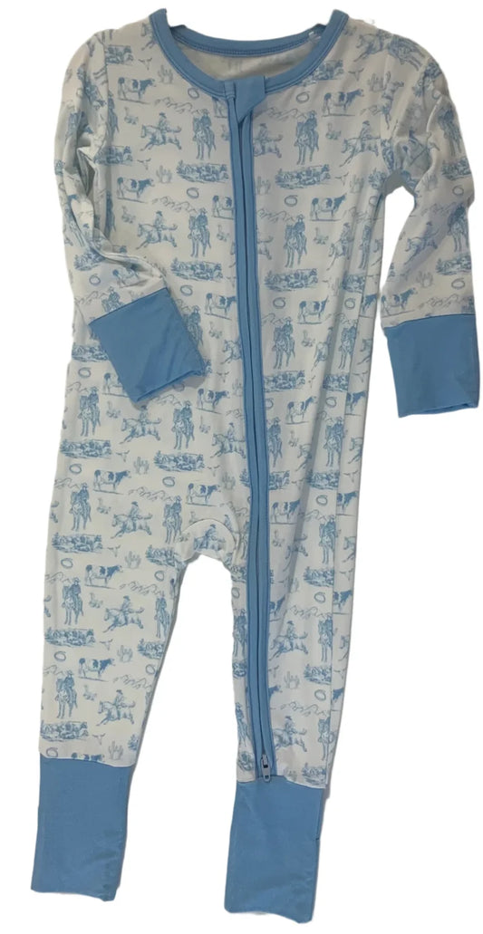 Blue Western Convertible Footie