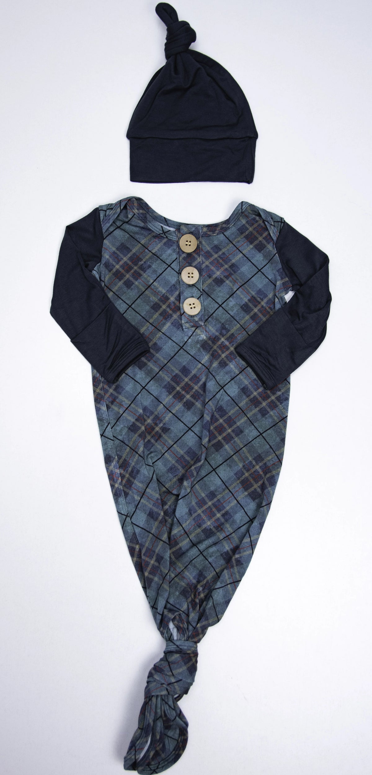 Preston Plaid Teal Gown & Hat Set