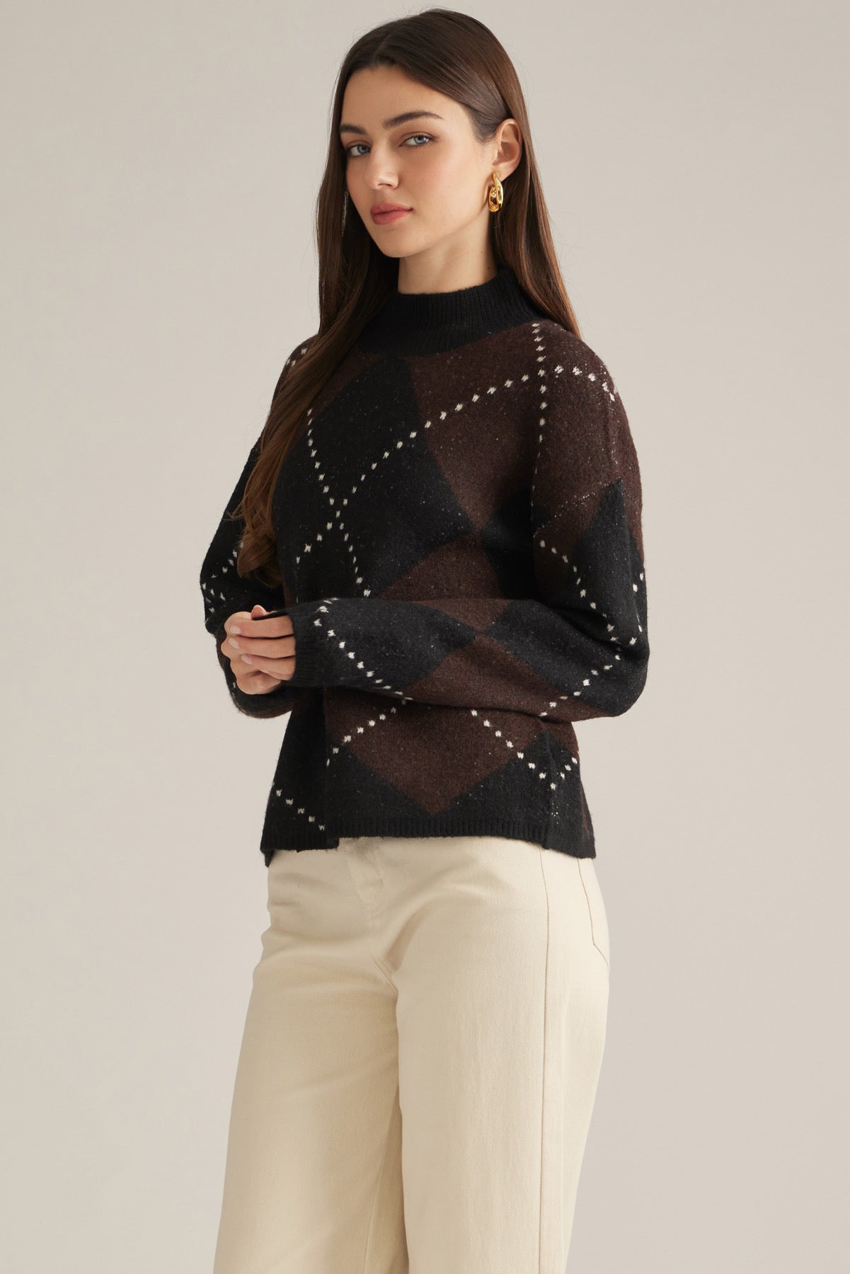 Brown Argyle Sweater