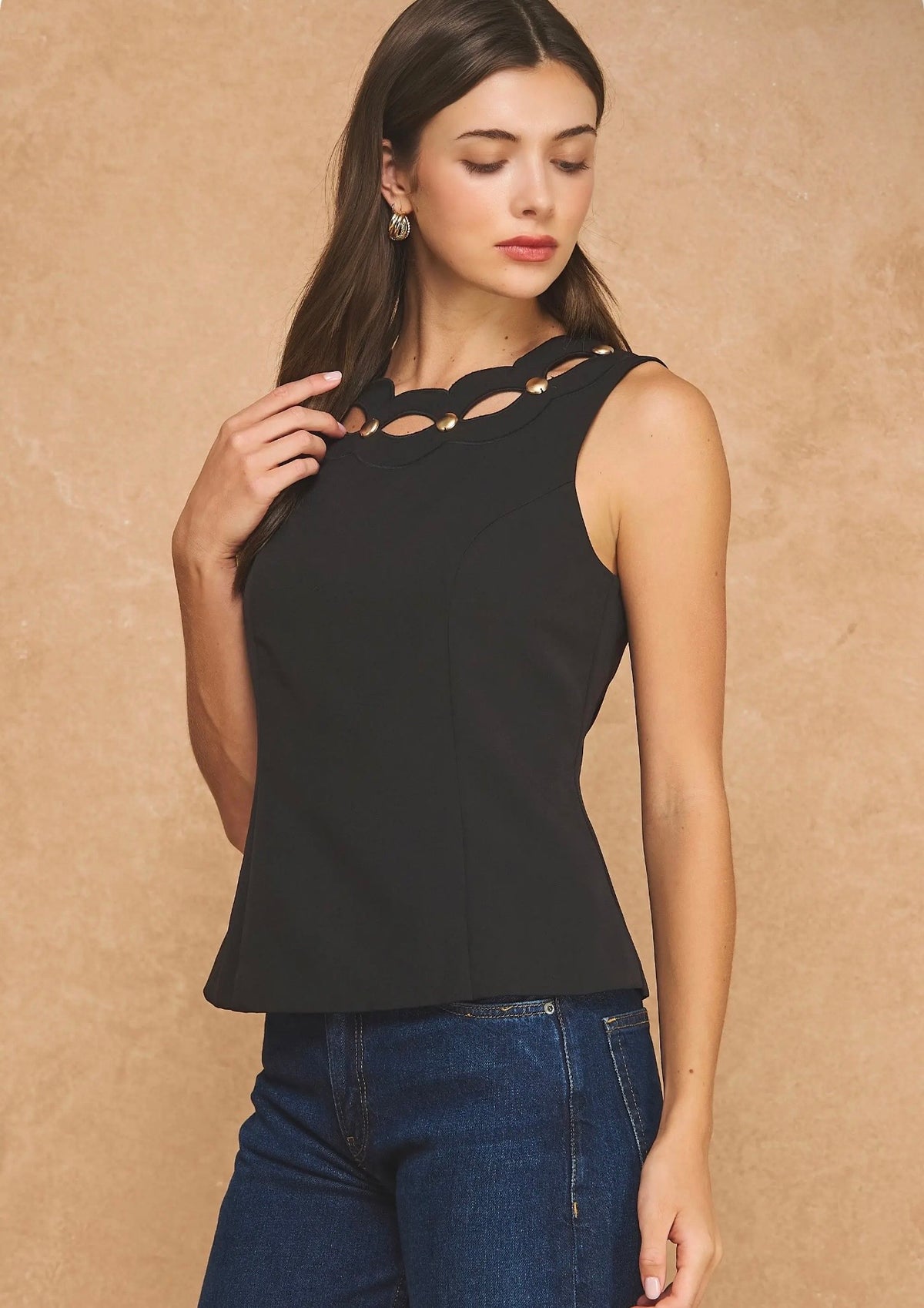 Black Neckline Detail Top
