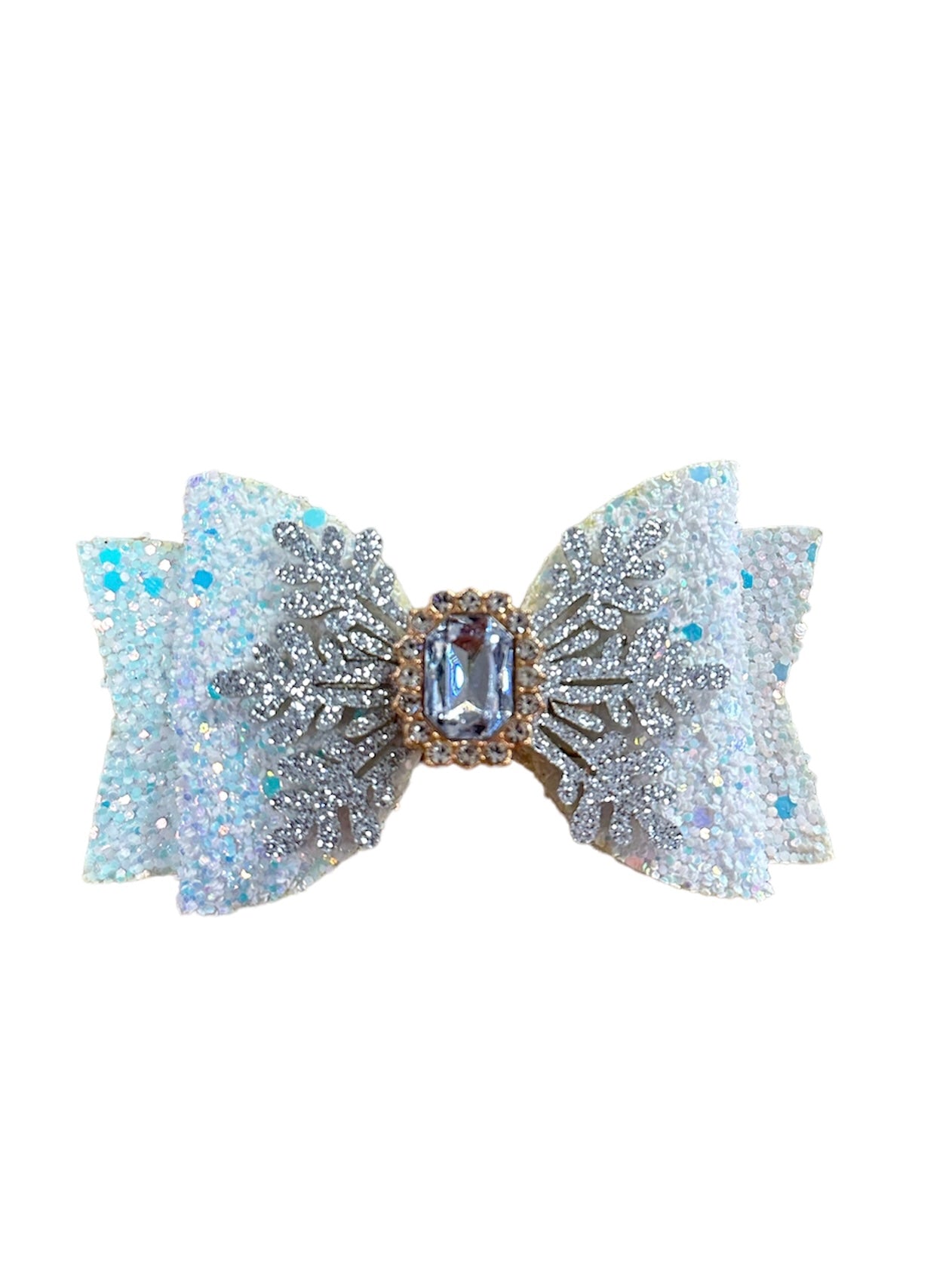 Silver Snowflake Bow Clip