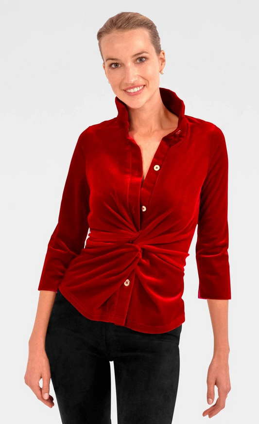 Twist and Shout Top in Red Velvet
