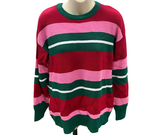 Logan Red Pink Stripe Sweater
