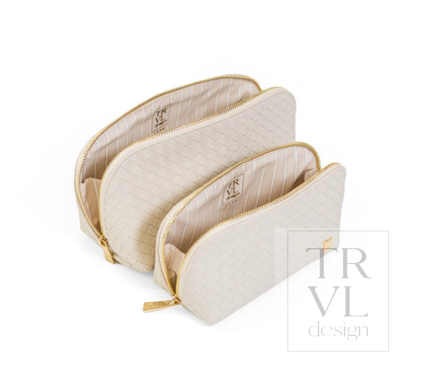 Cosmetic Case- Duo Set in Woven Jet