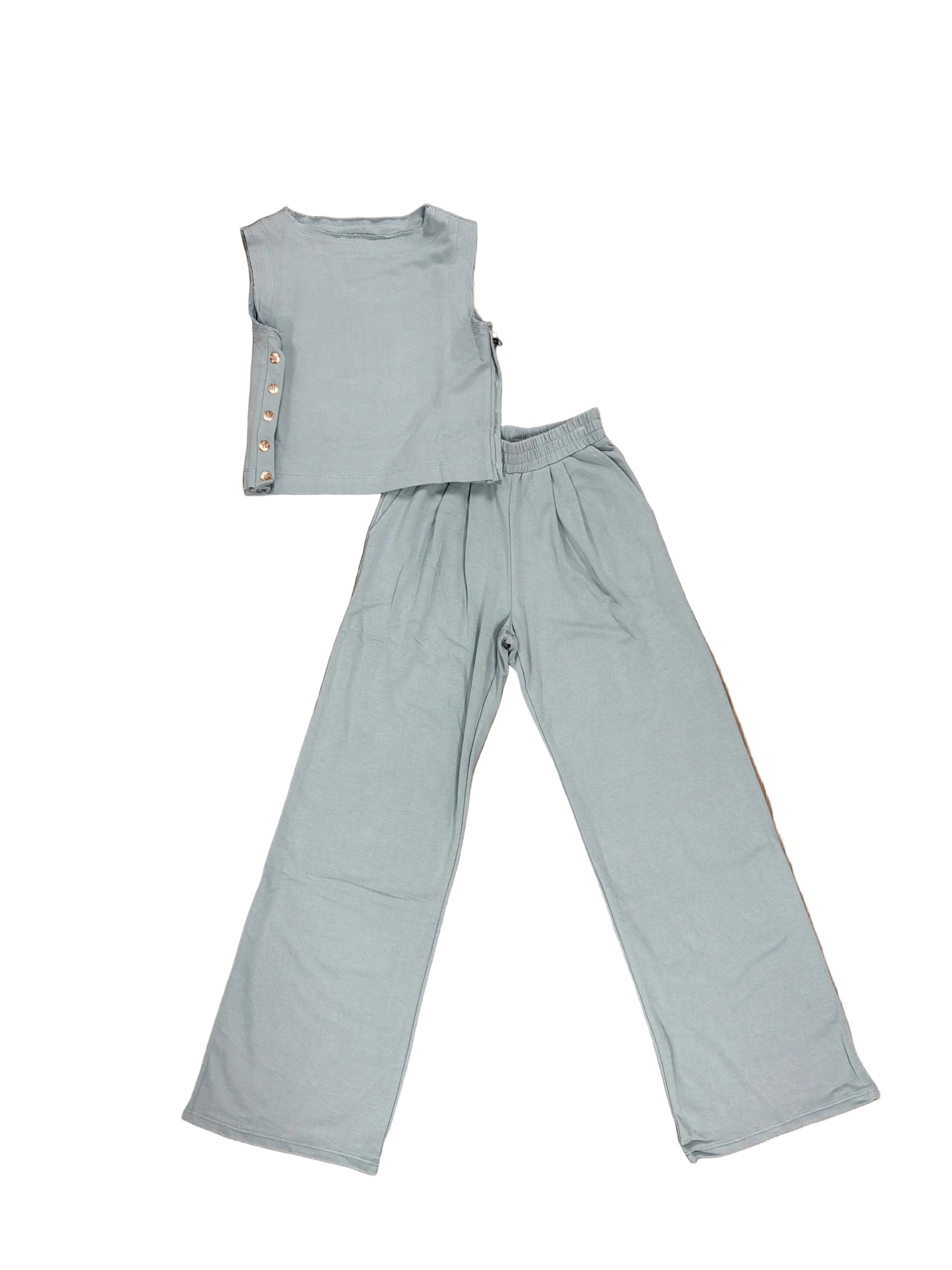 Ice Blue Pleated Front Pant