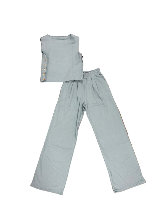 Ice Blue Pleated Front Pant