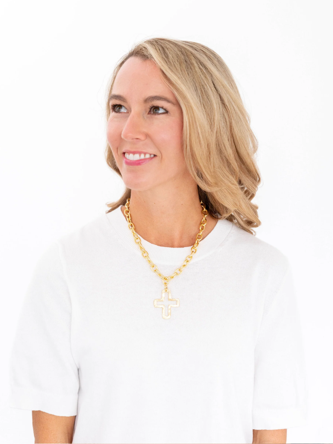 Gold Open Cross Necklace