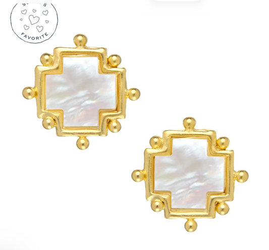 Mother of Pearl Cross Studs