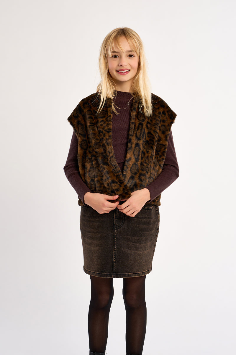 Chocolate Woven Sleeveless Jacket