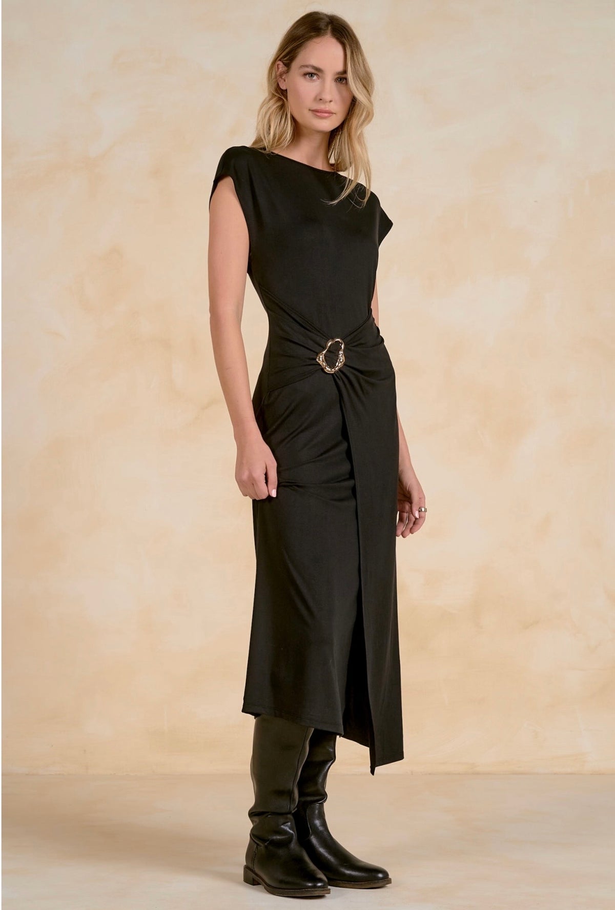 Cap Sleeve Maxi Dress - Black