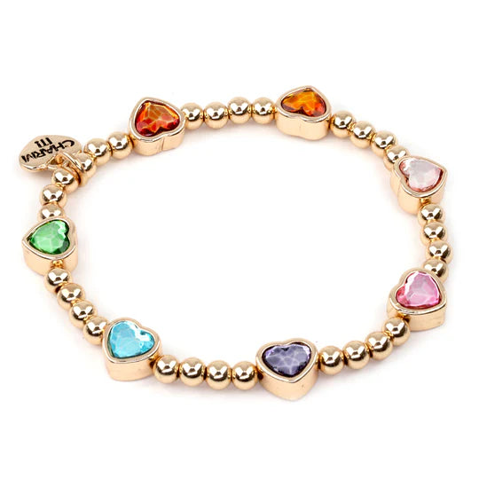 Gold Sparkle Heart Bead Bracelet