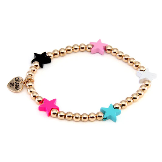Gold Bead Multi Star Stretch Bracelet
