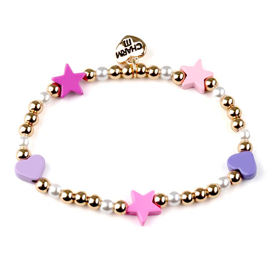 Gold Heart & Star Bead Bracelet