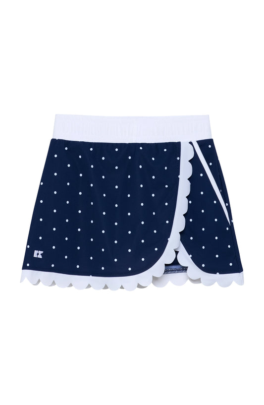 Navy Polka Dot Scalloped Skort