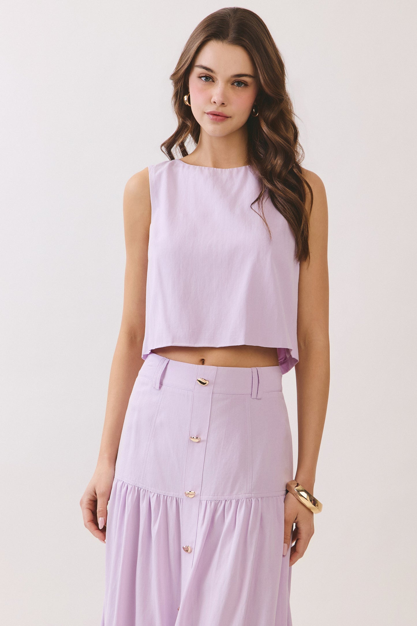 Lavender Button Back Top