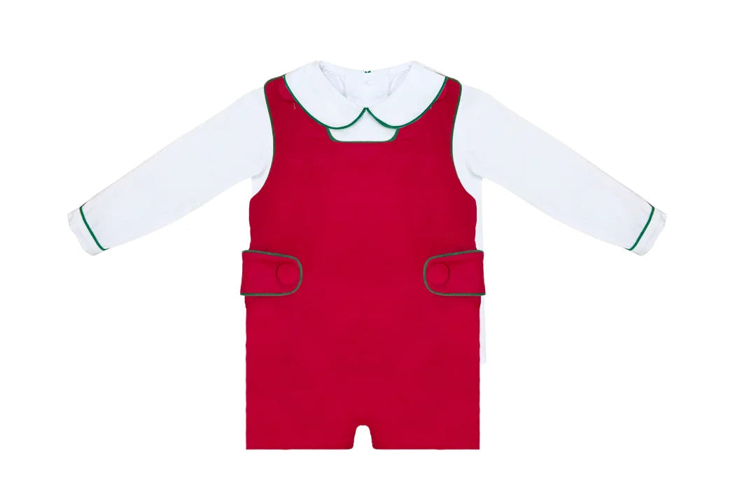 Red Corduroy Cole Shortall Set