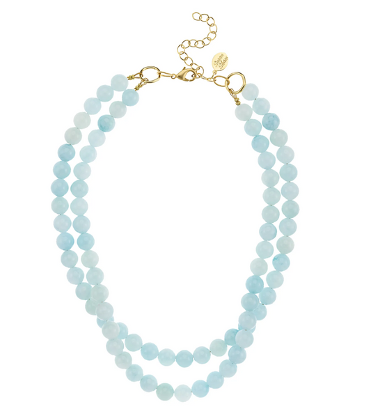 Double Strand Light Blue Jade Necklace