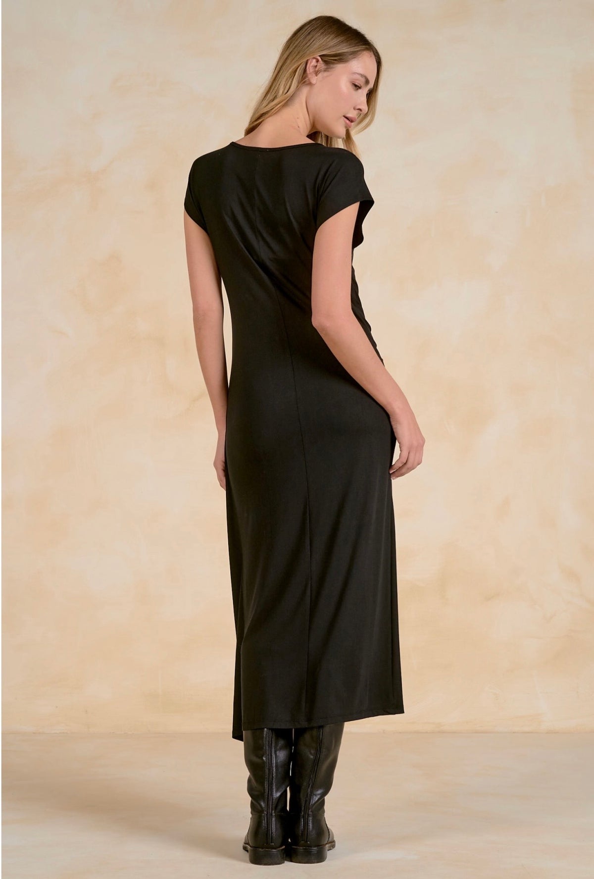 Cap Sleeve Maxi Dress - Black