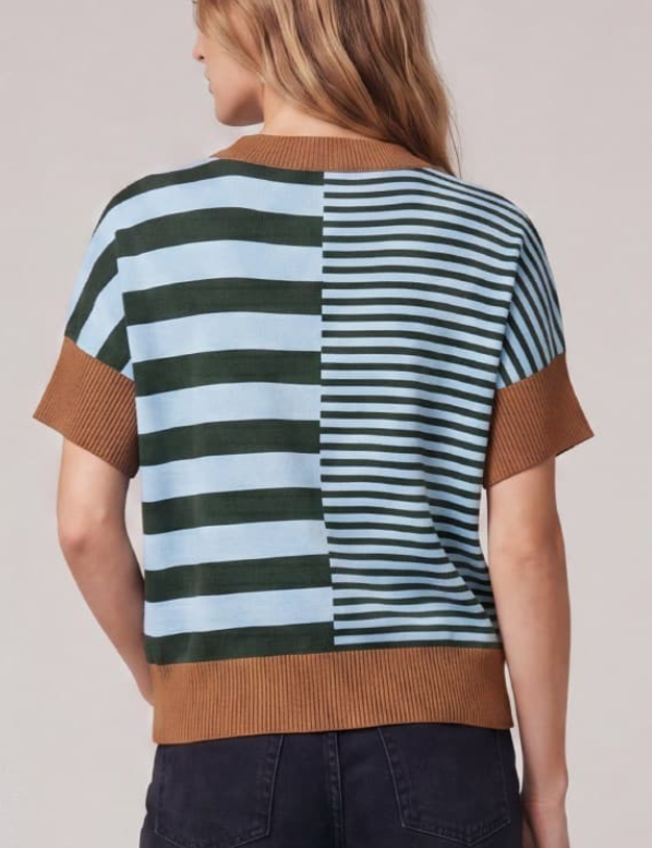 Drop Shoulder Striped Sweater