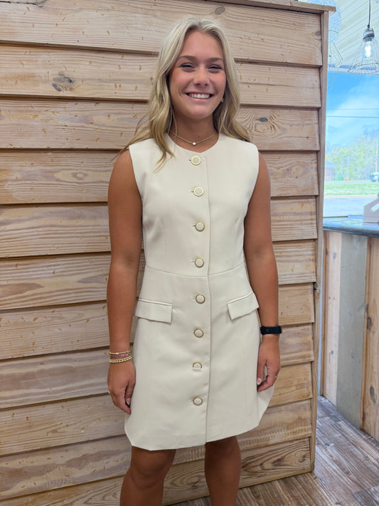 Button Up Dress - Sand