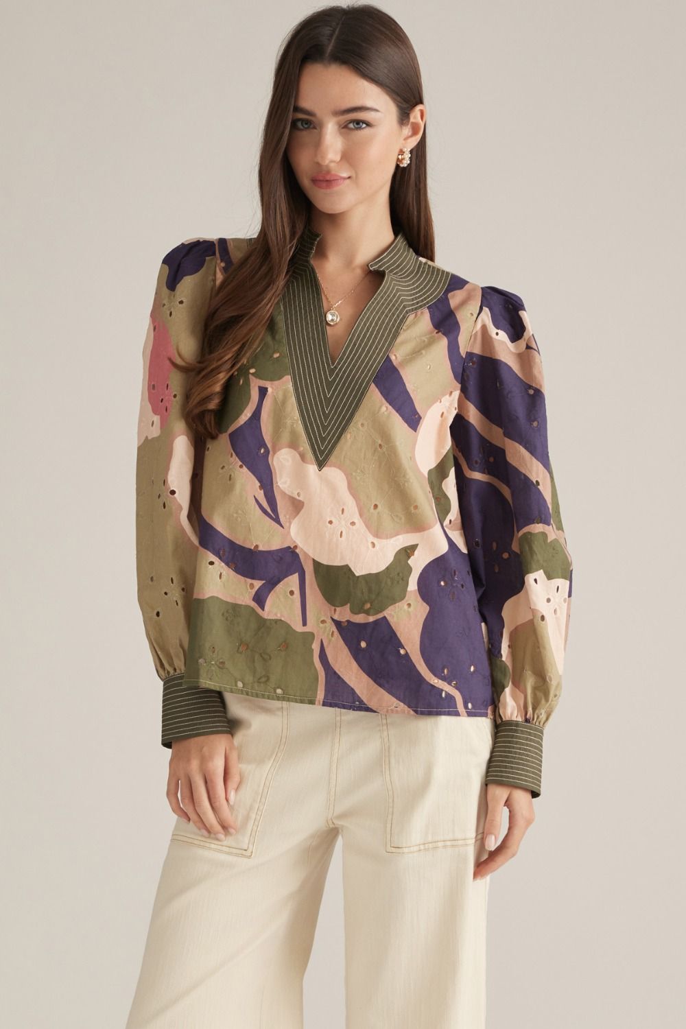 Olive Combo Top