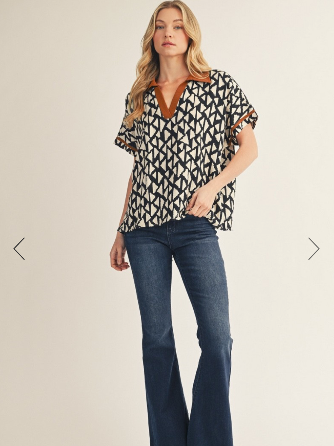 Contrast Accent Loose Fit Top