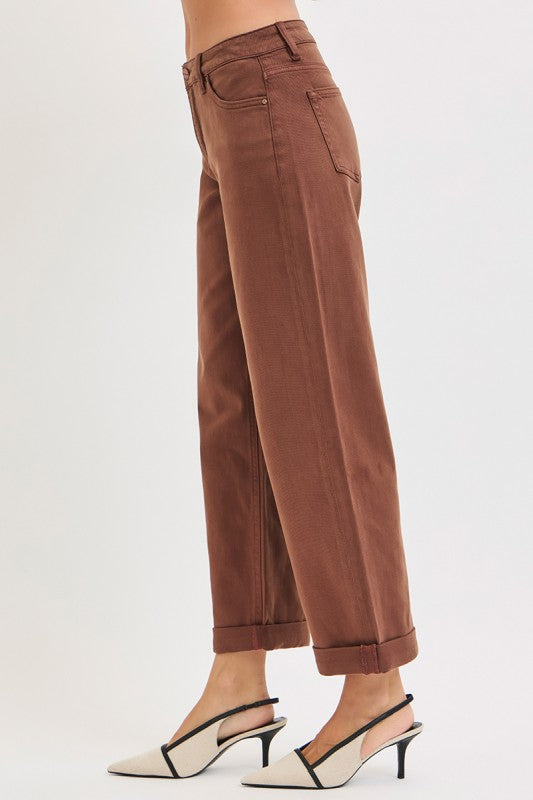 Mid Rise Barrel Jean - Cocoa