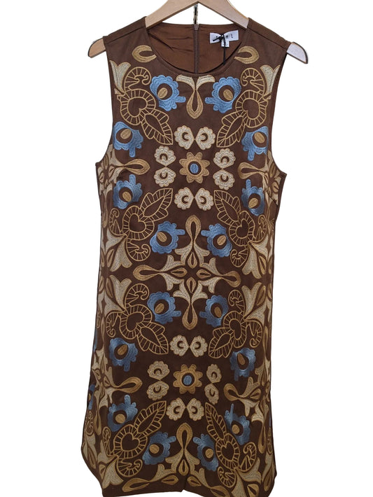 Sleeveless Suede Embroidery Dress