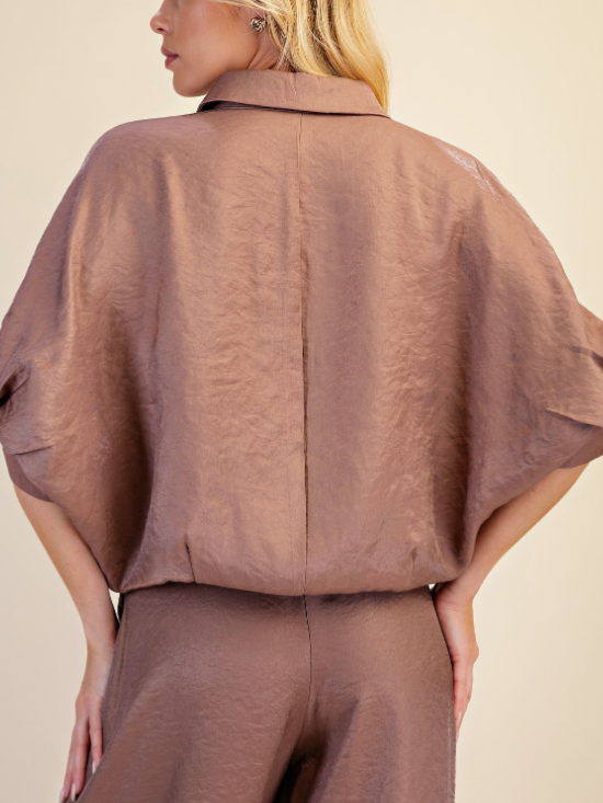 Short Sleeve Balloon Shirt Mocha