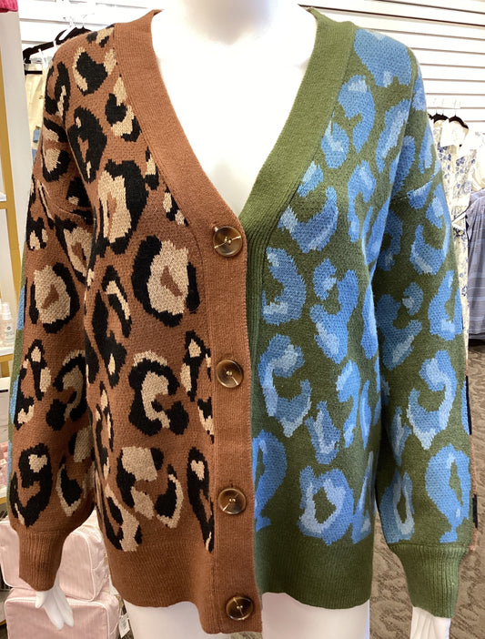 Toasted Sage Two Toned Cardigan