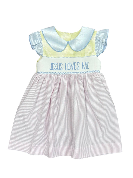 Jesus Loves Me Smocked A/S Dress