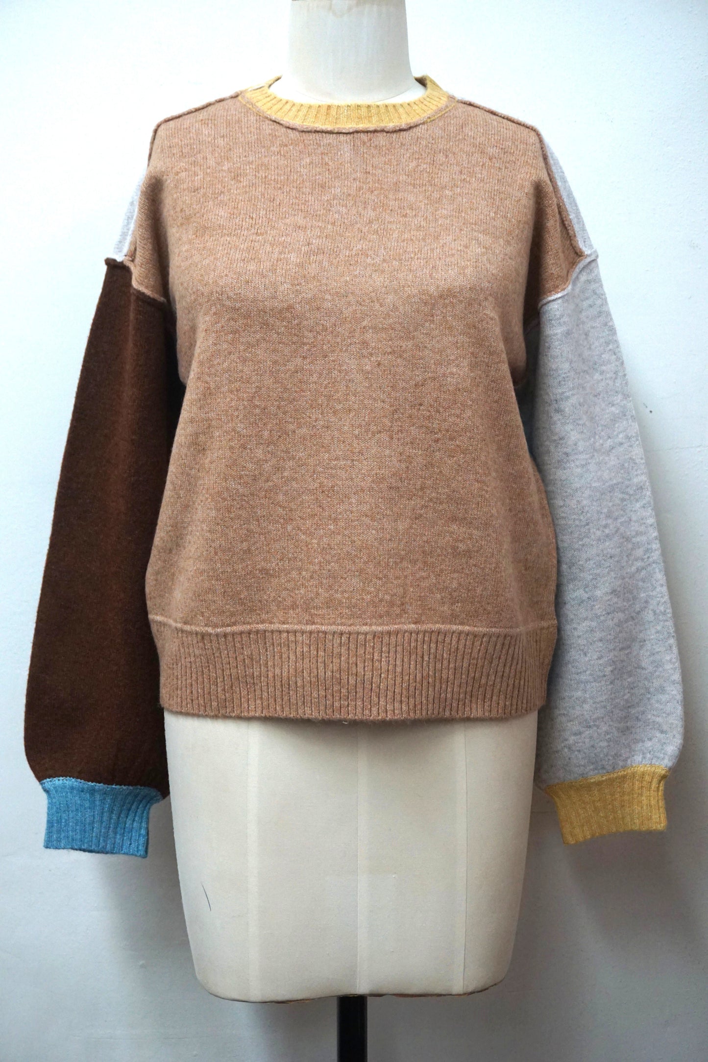 Color Block Sweater - Brown