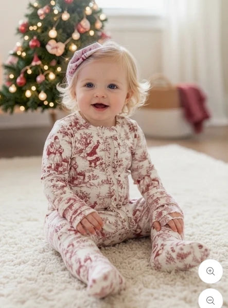 Footie Romper-Christmas Toile
