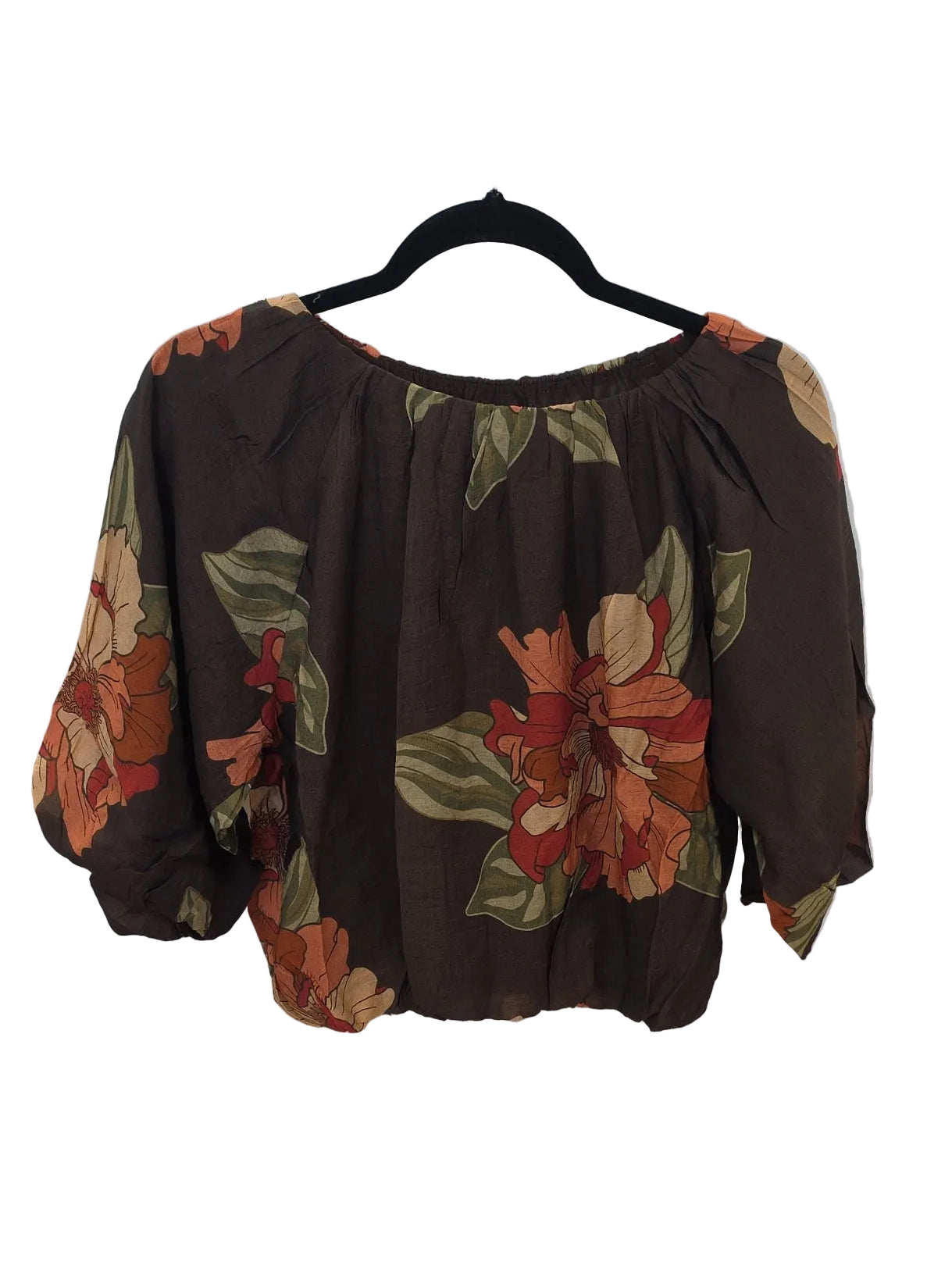 Brown Floral Bubble Top