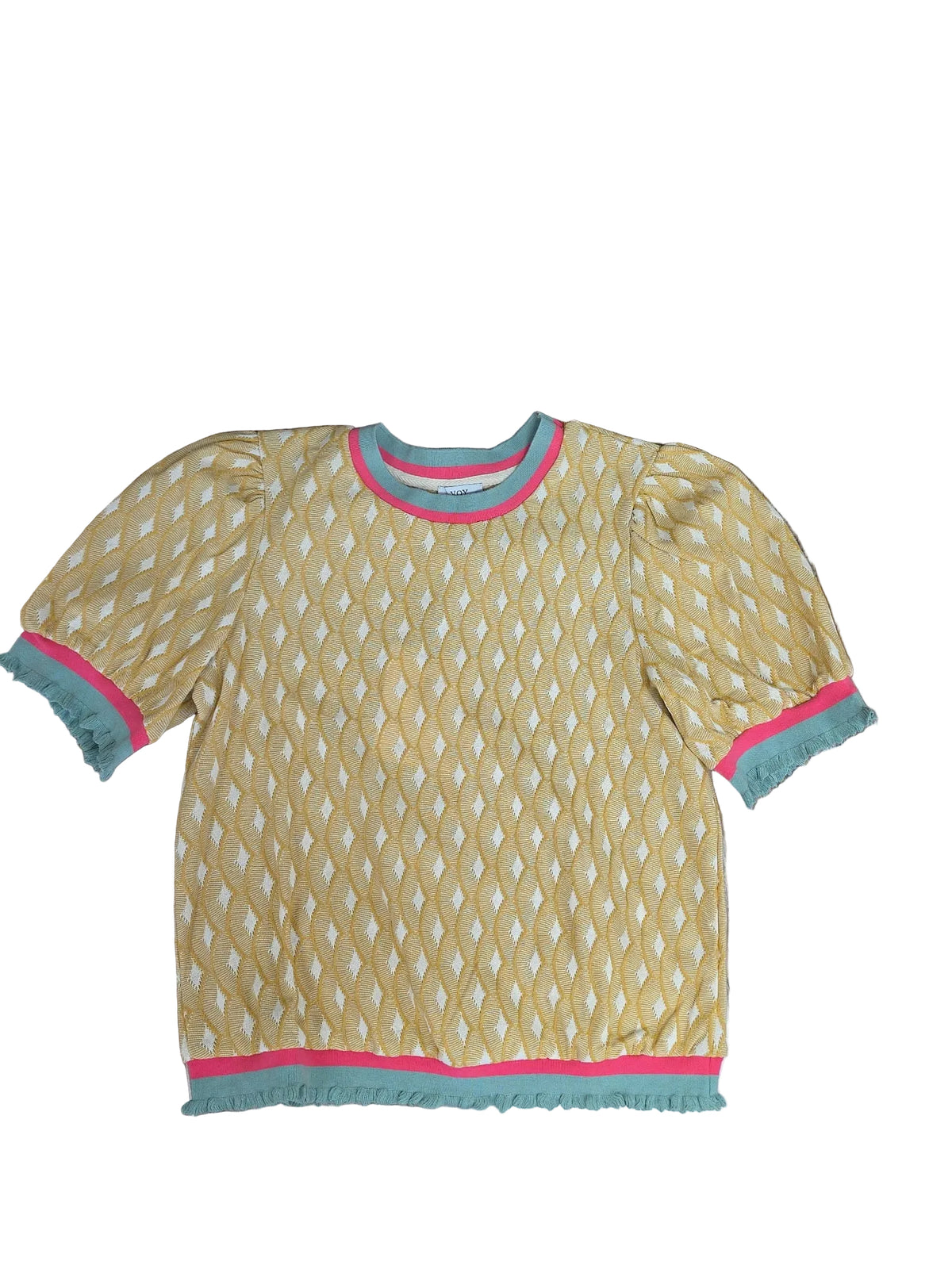 Mustard Geo Textured Knit Top