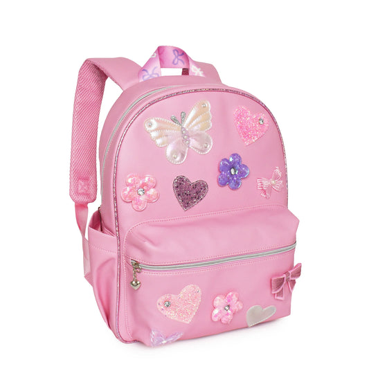 Butterfly, Heart, Daisy, & Bow Patched Large Backpack
