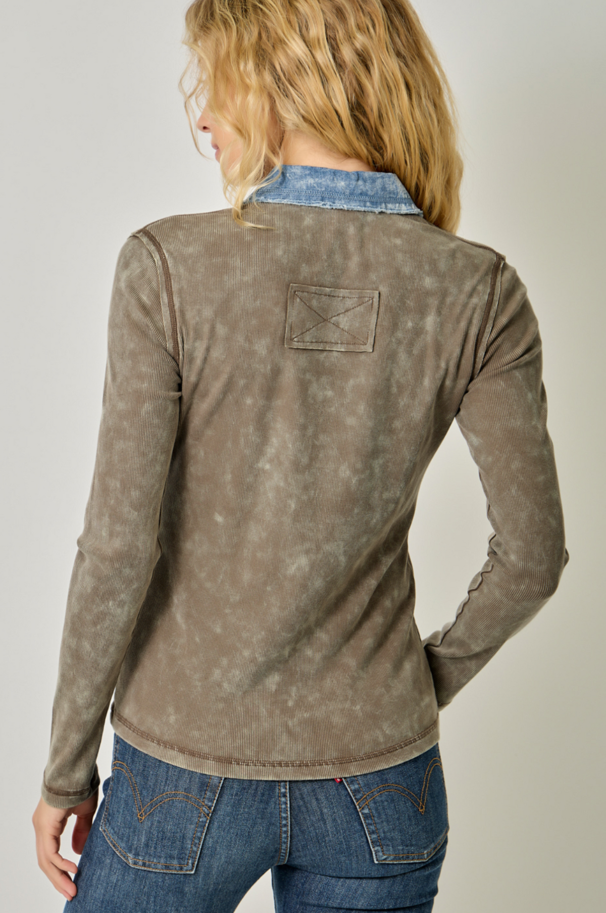 Washed Rib Thermal Button DownTop