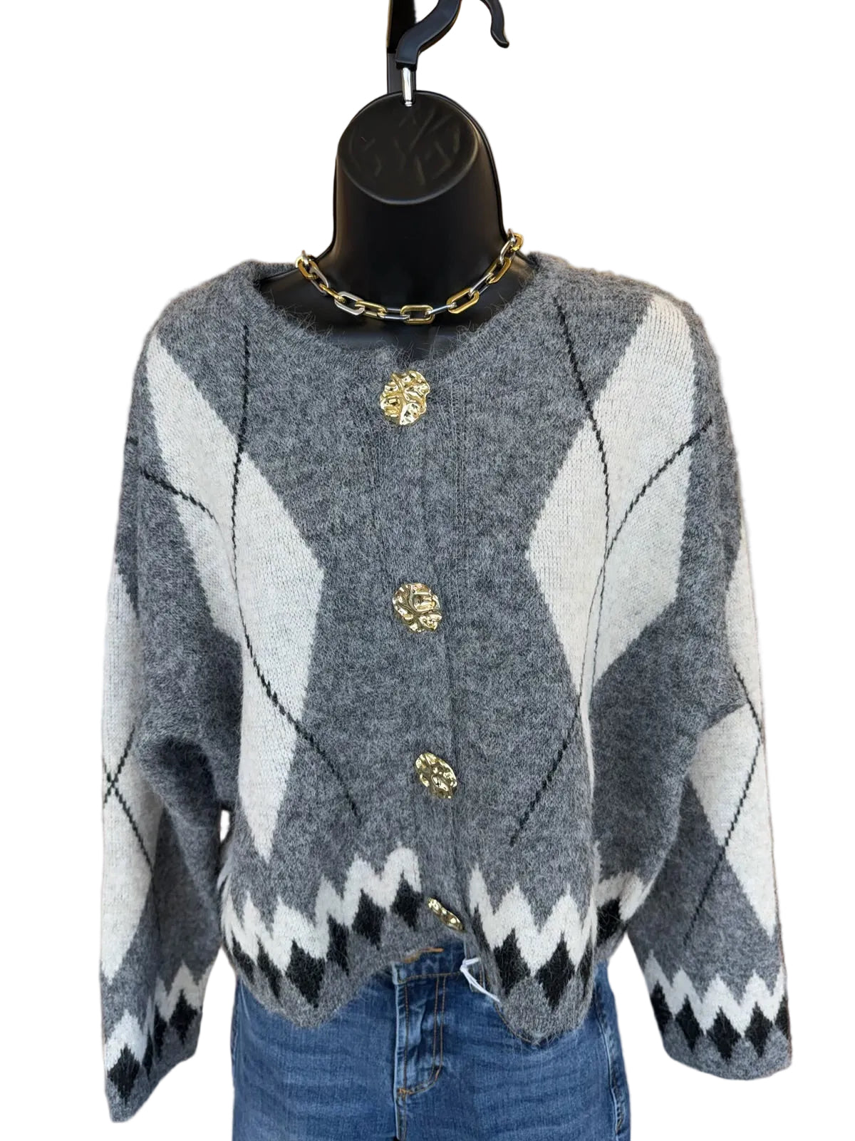 Argyle Knit Cardigan