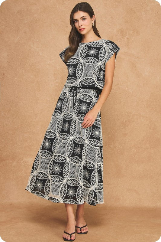 Geometric Midi Skirt Set