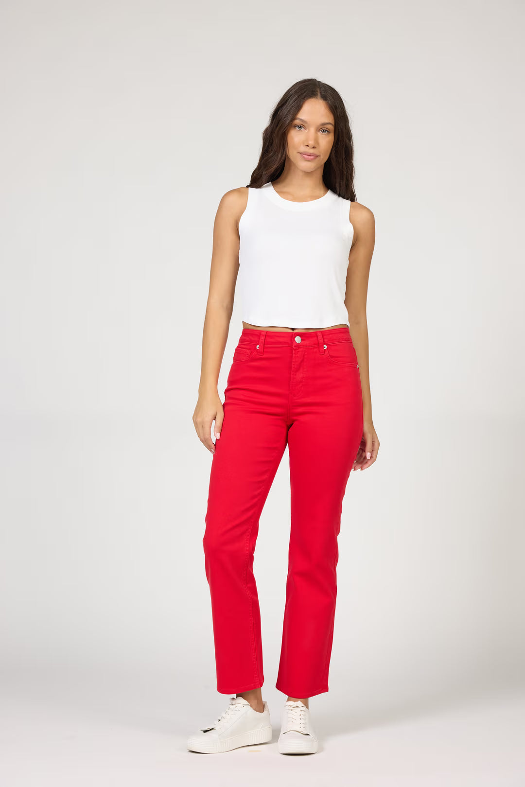 Anika Straight Leg Mid Rise Jean - Salsa