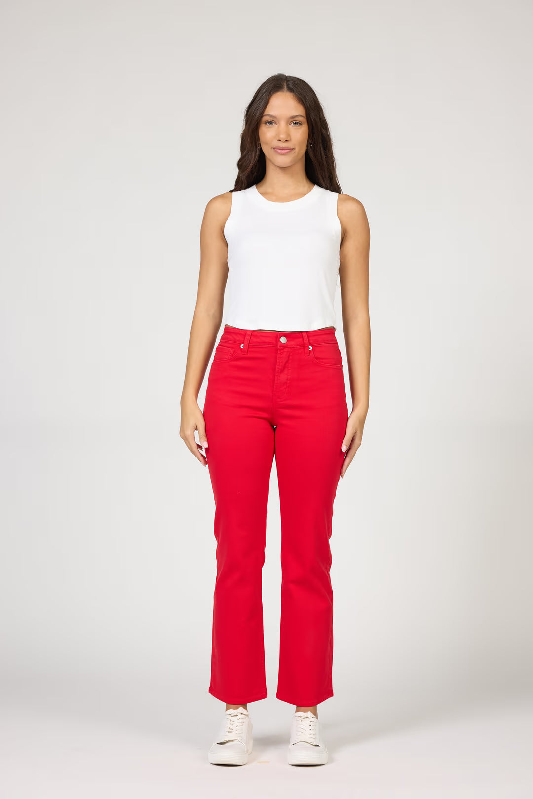 Anika Straight Leg Mid Rise Jean - Salsa