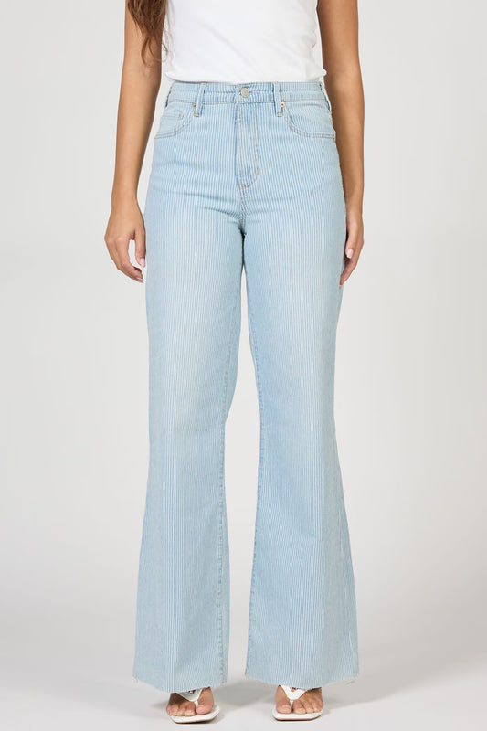 Fiona High Rise Wide Leg Jean - Railroad Stripes