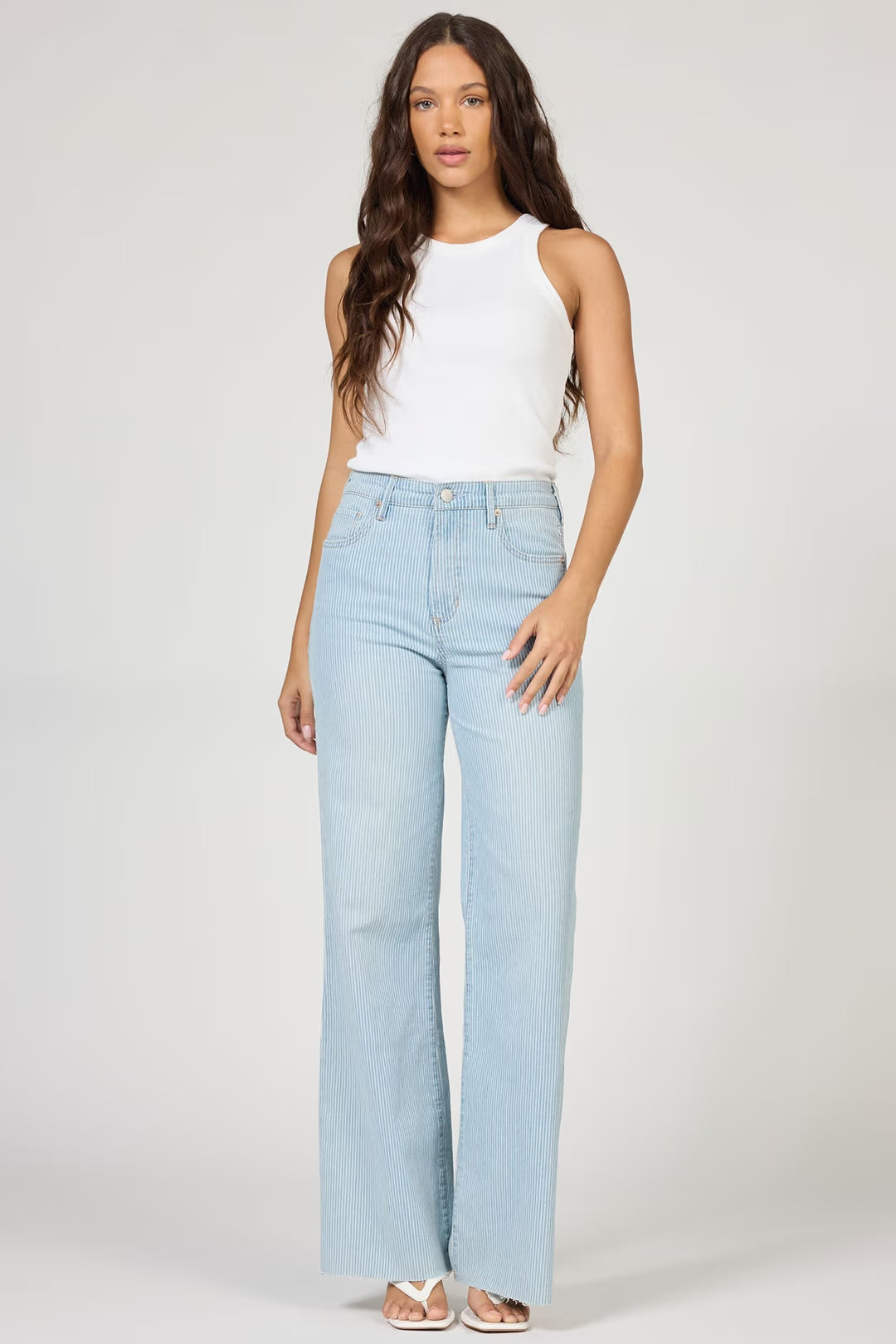 Fiona High Rise Wide Leg Jean - Railroad Stripes