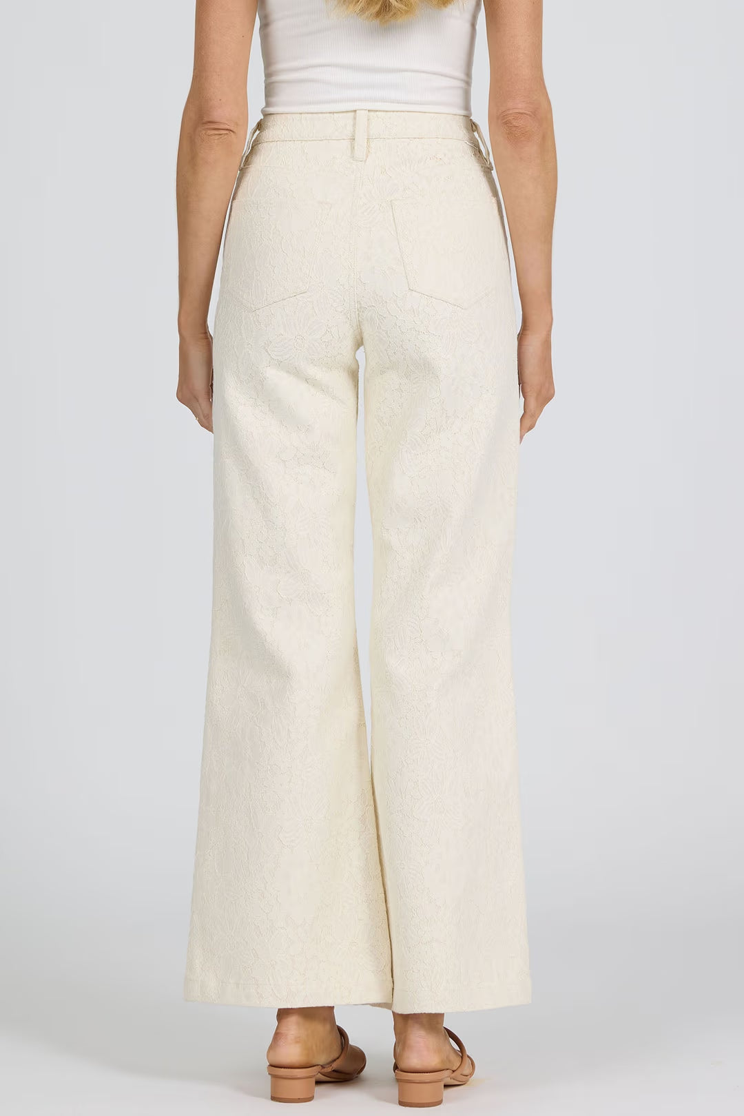 Fiona Wide Leg Jean - Wheat Lace