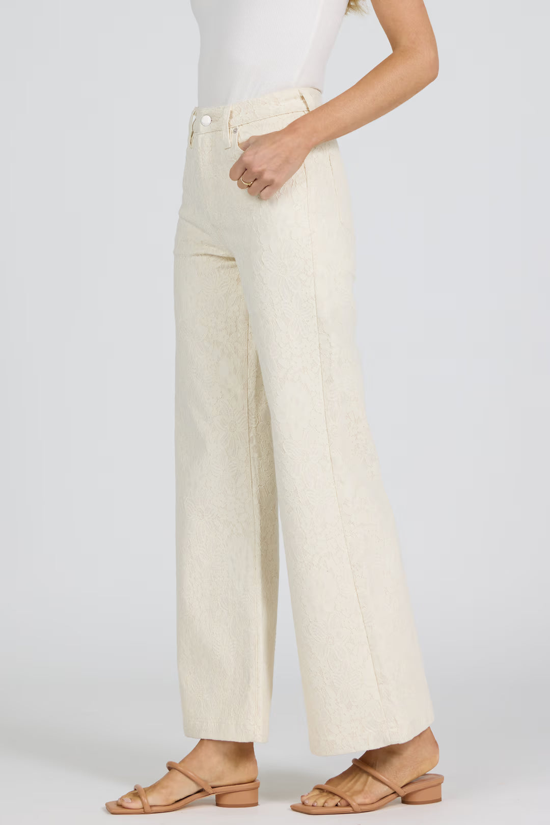 Fiona Wide Leg Jean - Wheat Lace