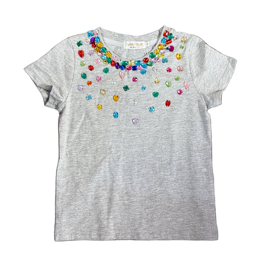 Jewel Embellished Heather Grey Tee