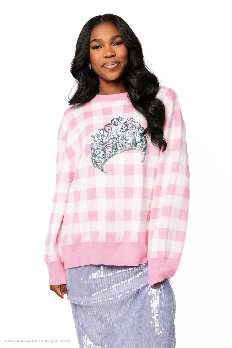 Pink Gingham Glinda Crown Sweater